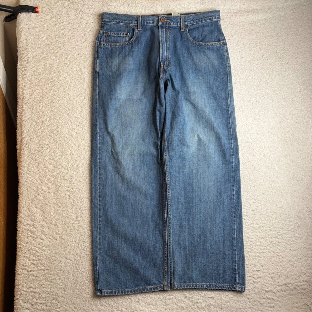 Y2K Levis 569 Loose Straight Jeans Mens 36x30 Blue Baggy Denim great FADE